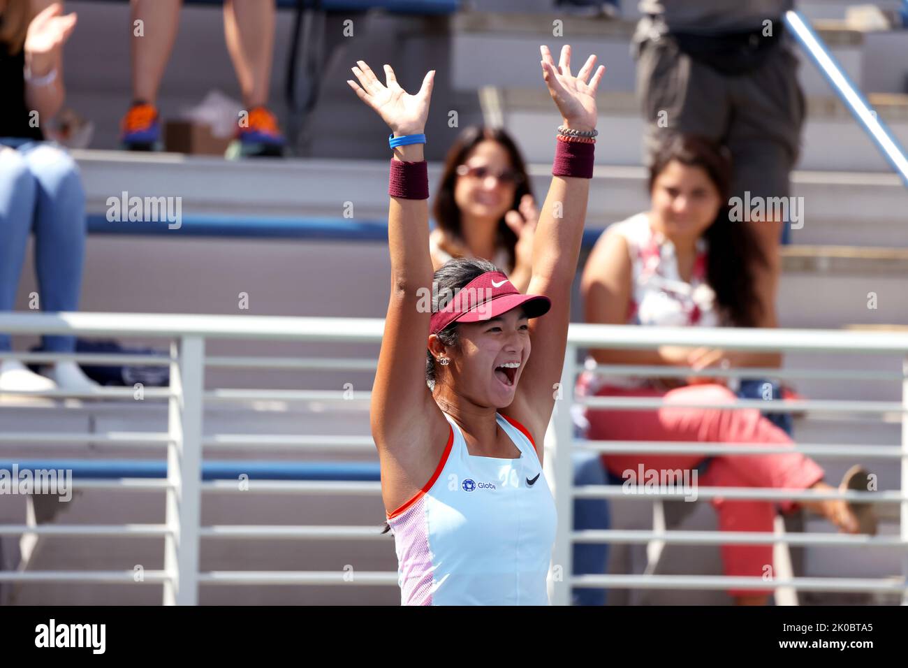 New York, USA. 10th Sep, 2022. Alexandra Eala of the Philippines, reacts after winning the US Open Girls Singles final against Lucie Havlickova of the Czech Republic. Eala won the match in straight sets to claim the Girls Juniors title. Credit: Adam Stoltman/Alamy Live News Credit: Adam Stoltman/Alamy Live News Stock Photo