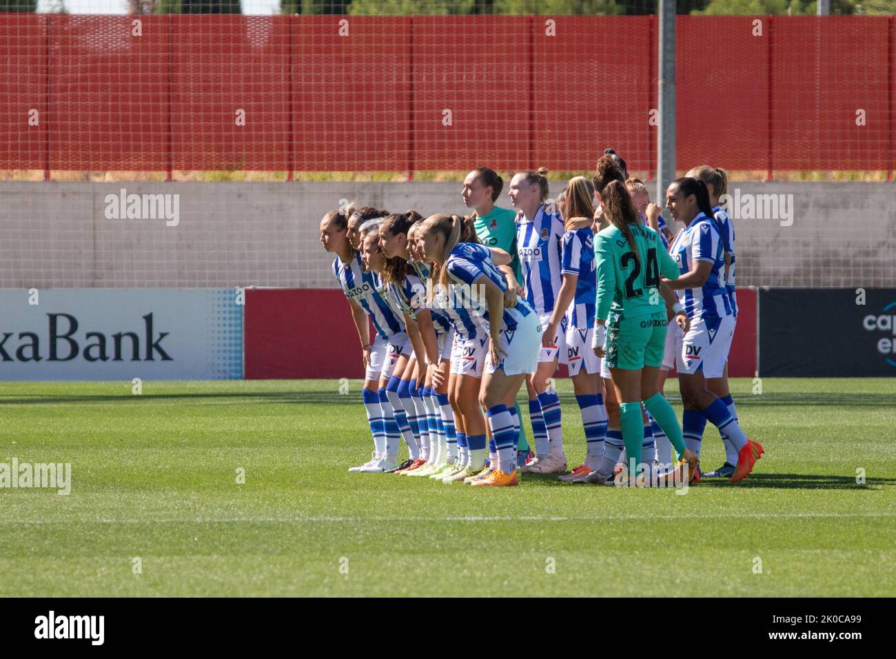 September 10, 2022, AlcalÃ de Henares, Madrid, Spain: Women's football match between Atlético de Madrid female and Real Sociedad female belonging to the first round of the Spanish Women's Professional Football League (Liga F) played at the Wanda AlcalÃ de Henares Sports Centre. The match has been postponed because the female referees have not shown up due to the strike of the referee's collective in which they demand professionalization and better working conditions. In the end, both teams stayed on the pitch for training. (Credit Image: © Alvaro Laguna/Pacific Press via ZUMA Press Wire) Stock Photo