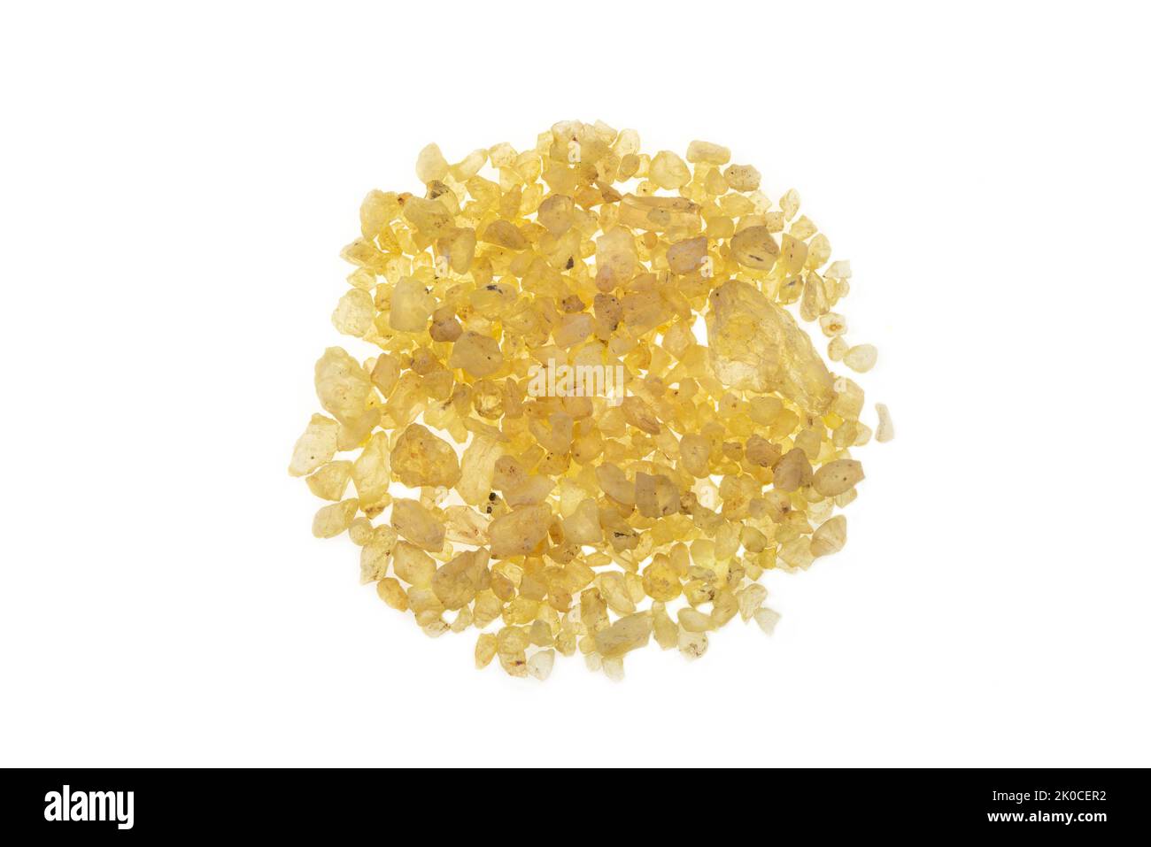 Golden Copal Resin Oro Incense isolated on white background Stock Photo