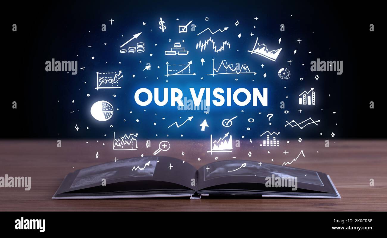 Business Book Inscriptions Examples Business inscription coming out from an open book Stock Photo - Alamy