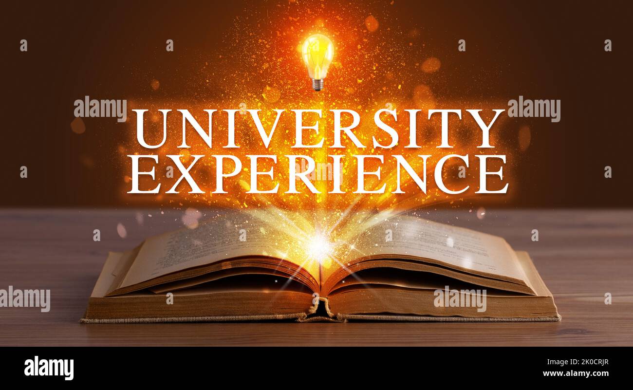 Teacher Book Inscription Educational inscription coming out from an open book Stock Photo - Alamy