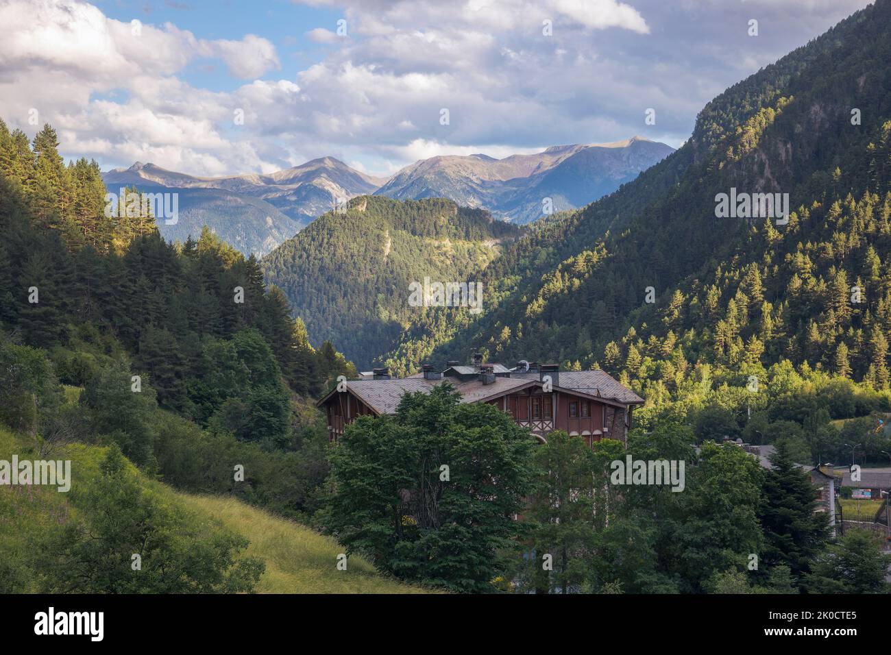 Aerial View over Arinsal, Andorra Stock Photo