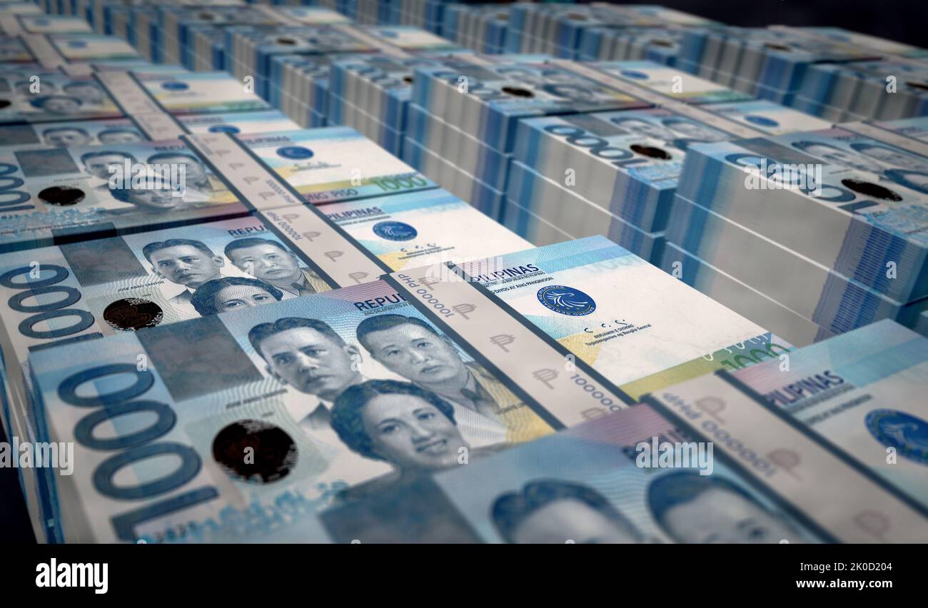 Philippine Peso money printing 3d illustration. PHP banknote print. Concept  of finance, cash, economy crisis, business success, recession, bank, tax a  Stock Photo - Alamy