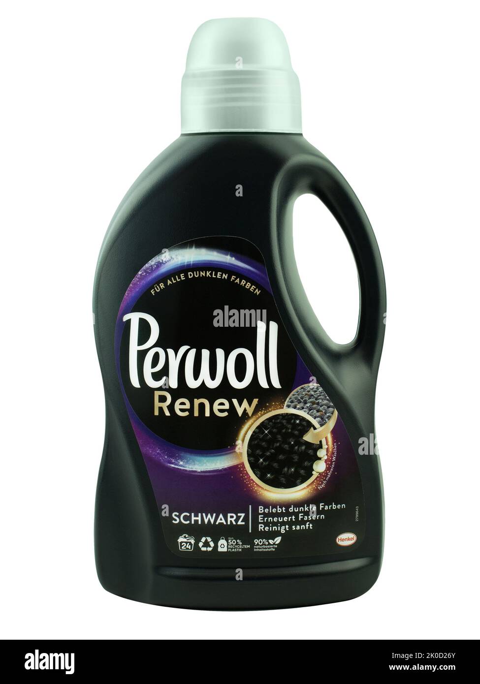 Waschmittel Perwoll schwarz Renew von Henkel auf weissem Hintergrund Stock Photo