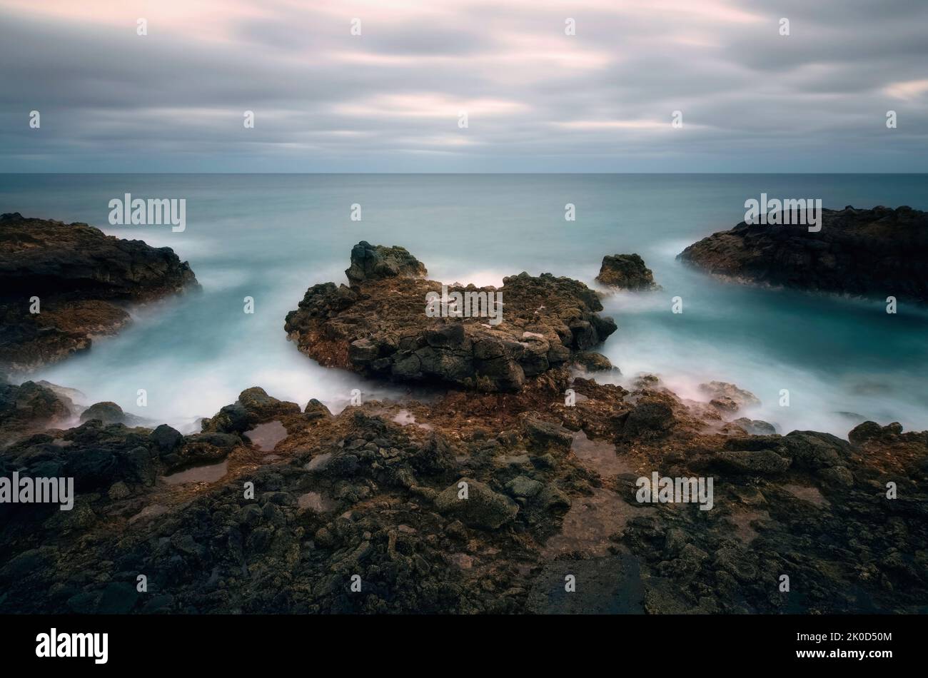 Beautiful coastal landscape scenery with volcanic rocks at Charco del ...