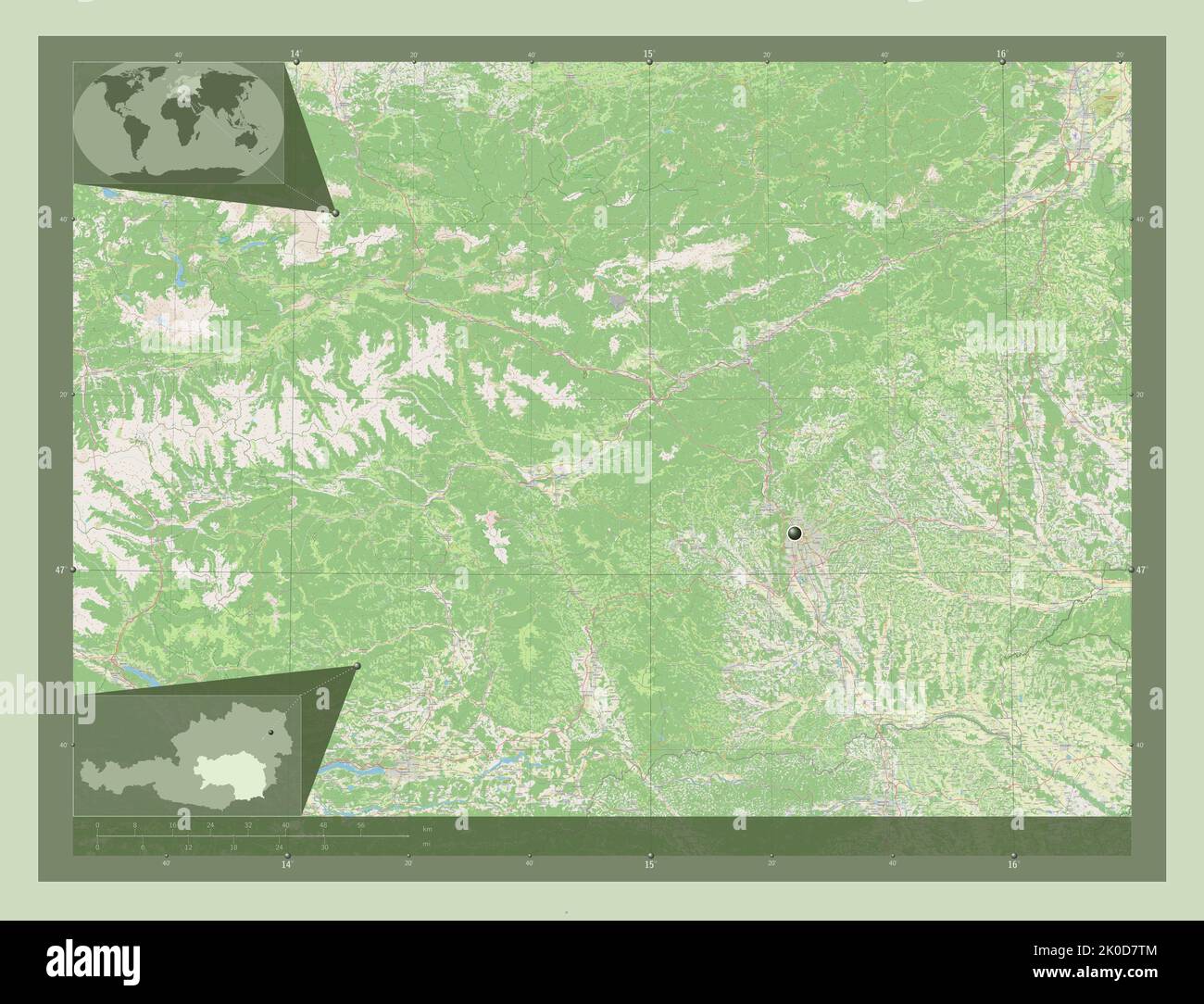 Steiermark, state of Austria. Open Street Map. Corner auxiliary ...