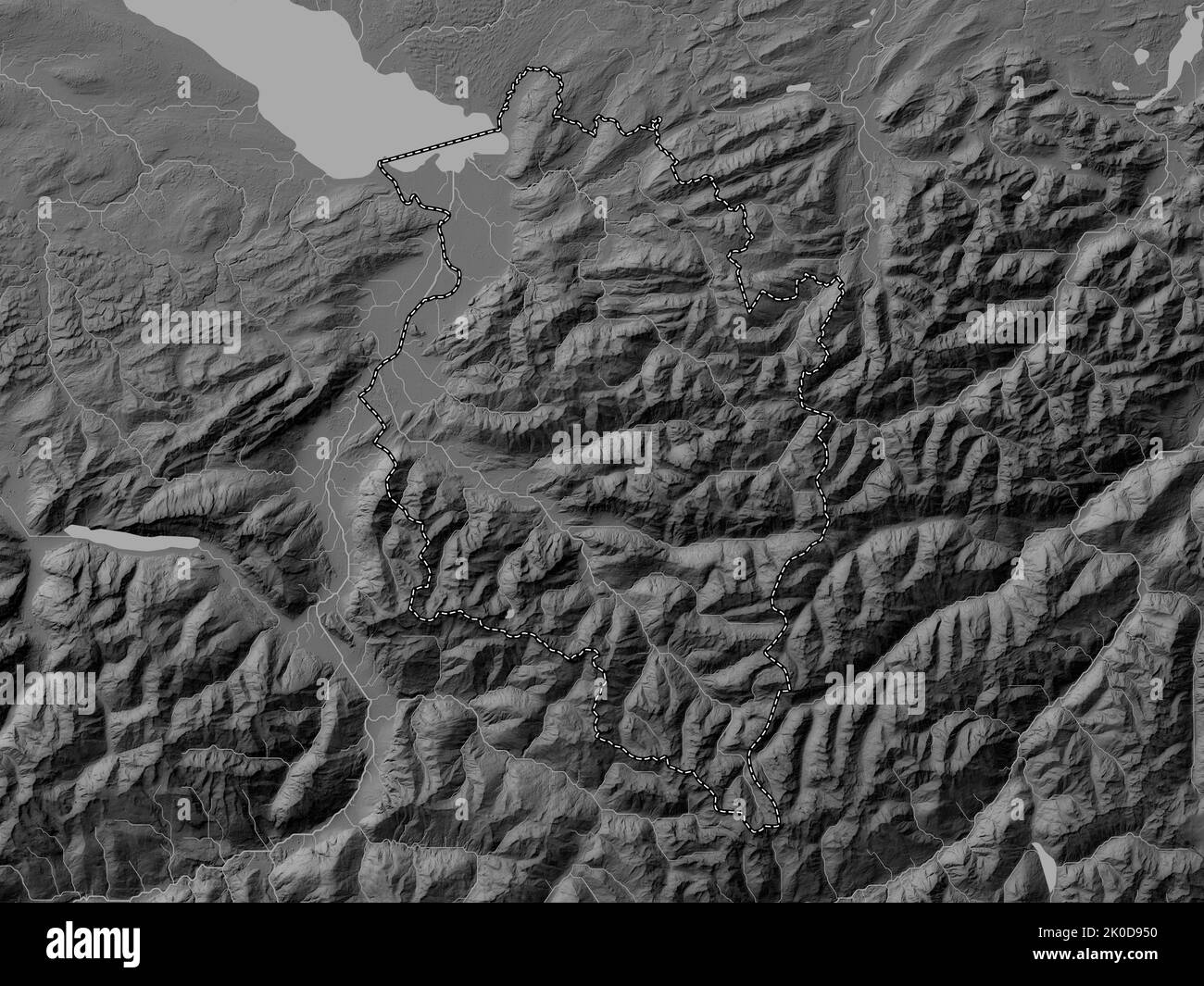Austria map zoom border grayscale - Vorarlberg State Of Austria Grayscale Elevation Map With Lakes And Rivers 2K0D950