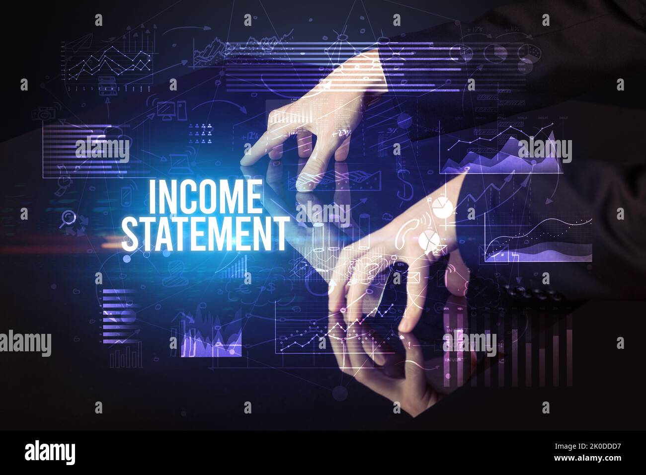 Businessman touching huge screen concept Stock Photo