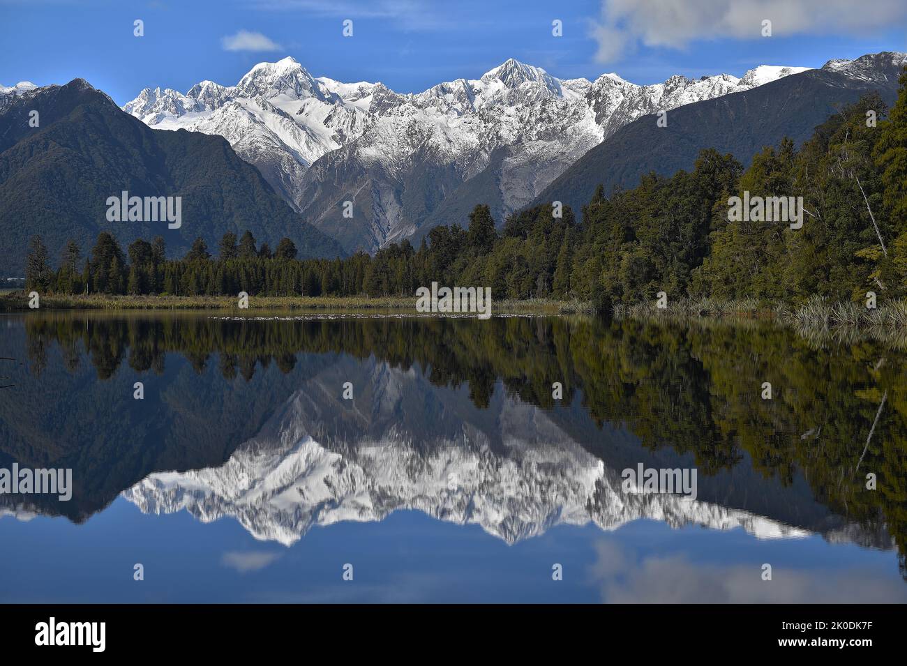 'Mirror Lake', Lake Matheson, New Zealand Stock Photo
