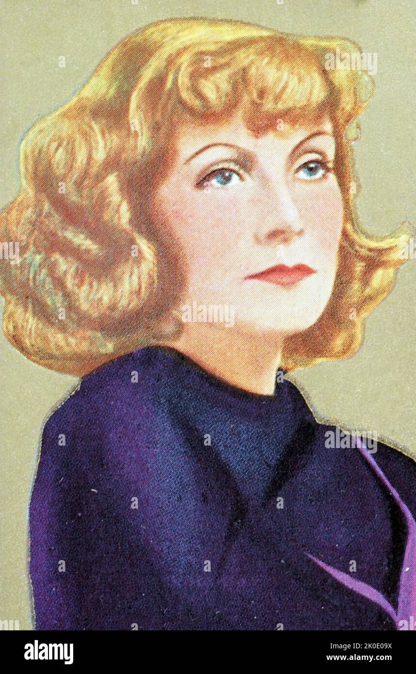 Greta Garbo (born Greta Lovisa Gustafsson, 18 September 1905 - 15 April 1990) was a Swedish-born American actress. In 1999, the American Film Institute ranked Garbo fifth on its list of the greatest female stars of classic Hollywood cinema. Stock Photo