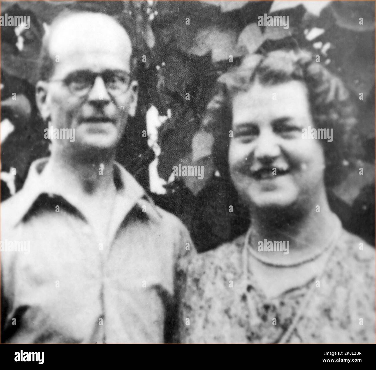 John Christie with his wife Ethel. John Reginald Halliday Christie (8 April 1899 - 15 July 1953), known to his family and friends as Reg Christie, was an English serial killer and alleged necrophile active during the 1940s and early 1950s. He murdered at least eight people, including his wife, Ethel, in his flat at 10 Rillington Place, Notting Hill, London. Stock Photo