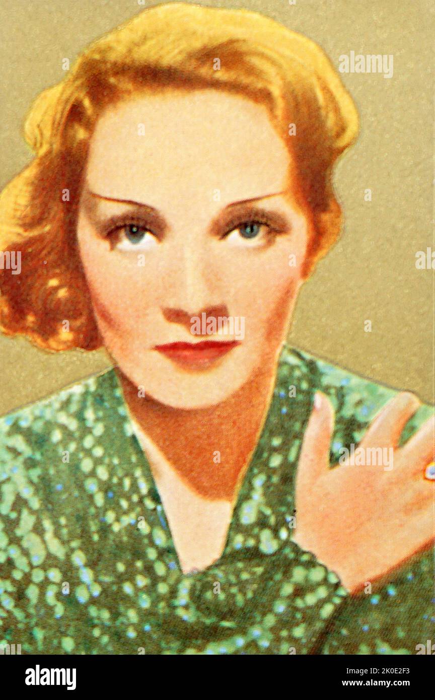 Marie Magdalene 'Marlene' Dietrich (27 December 1901 - 6 May 1992) was a German-born American actress and singer. Her career spanned from the 1910s to the 1980s. Stock Photo