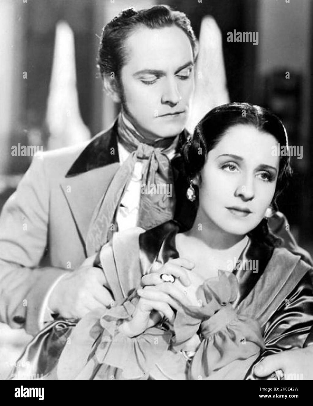 Promotional photograph of actor Norma Shearer and Fredric March for The Barretts of Wimpole Street (1934) Stock Photo