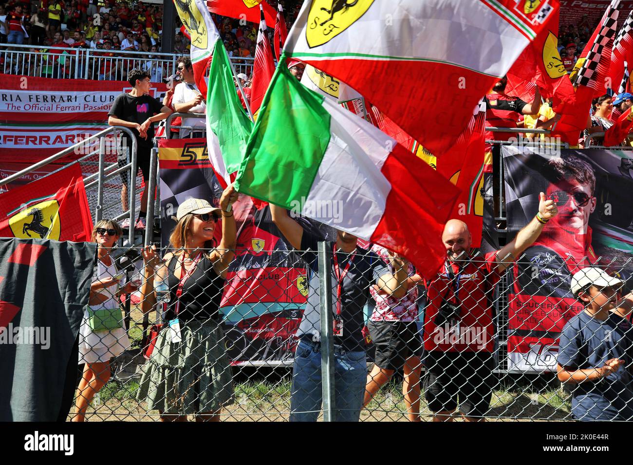 Monza, Italy. 11th Sep, 2022. Circuit atmosphere - Ferrari fans in the grandstand. Italian Grand Prix, Sunday 11th September 2022. Monza Italy. Credit: James Moy/Alamy Live News Credit: James Moy/Alamy Live News Stock Photo