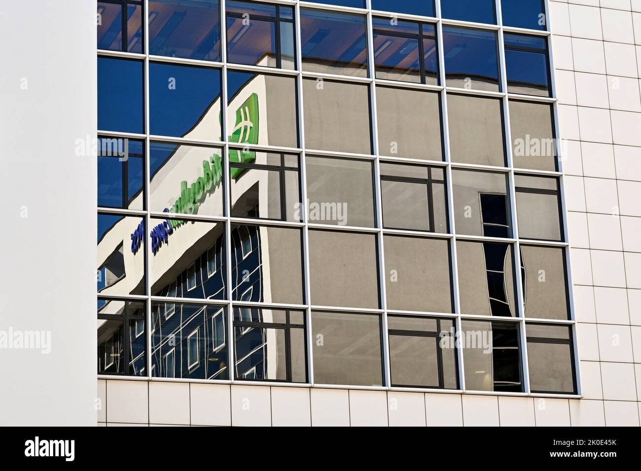 Antwerp, Belgium August 2022 Sign on top of a Holiday Inn Express
