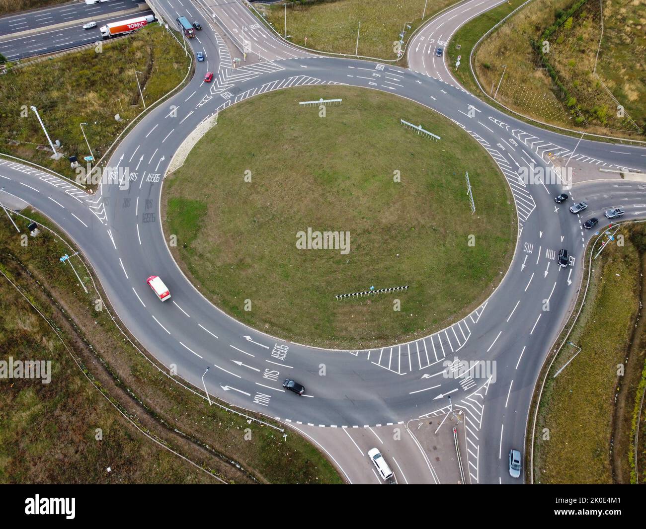 Aerial View of Beautiful British City and Roads with Traffic of England ...