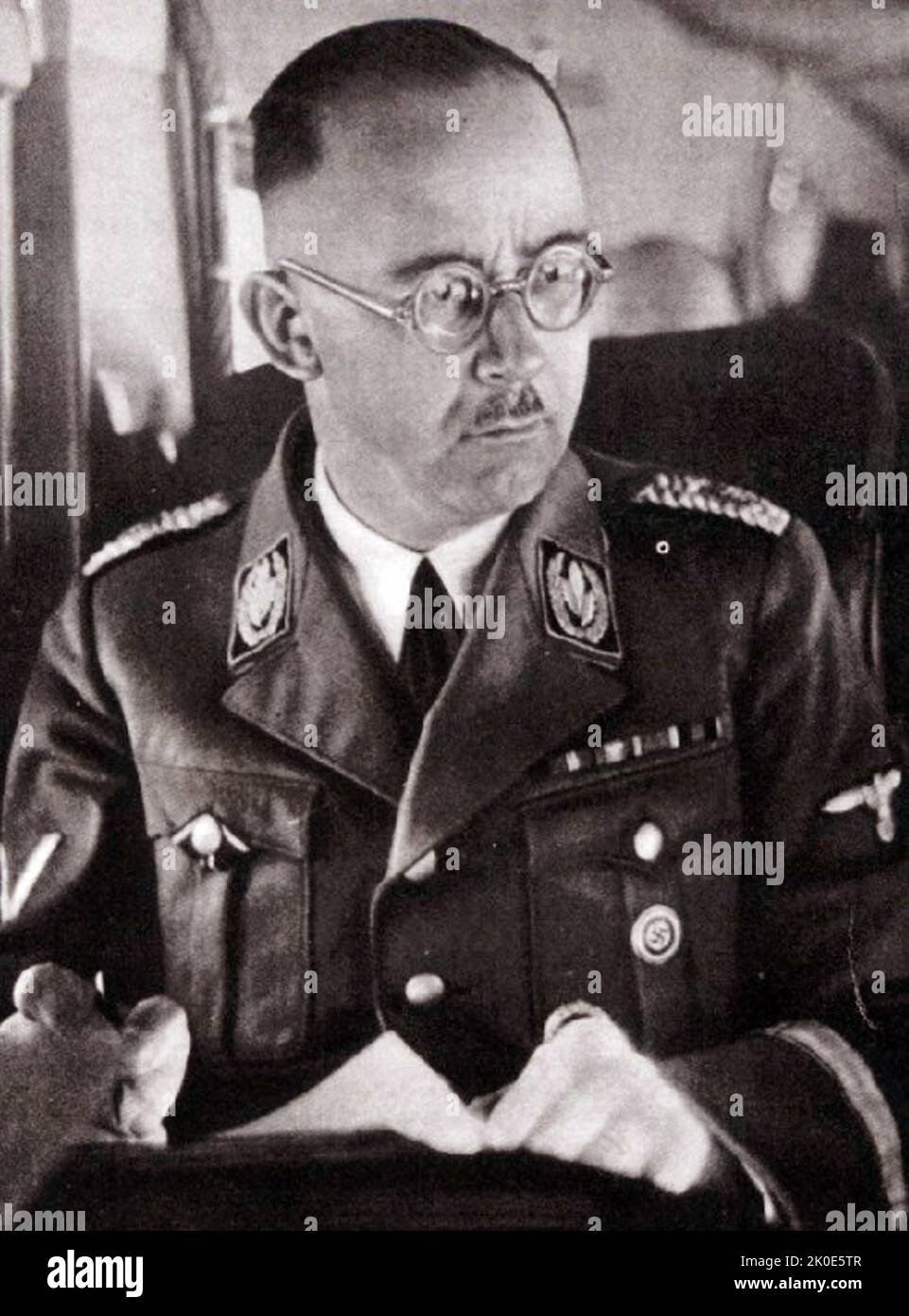Heinrich Luitpold Himmler (1900 - 1945) Reichsfuhrer of the Schutzstaffel (SS), and a leading member of the Nazi Party (NSDAP) of Germany. Himmler was one of the most powerful men in Nazi Germany and a main architect of the Holocaust. Stock Photo