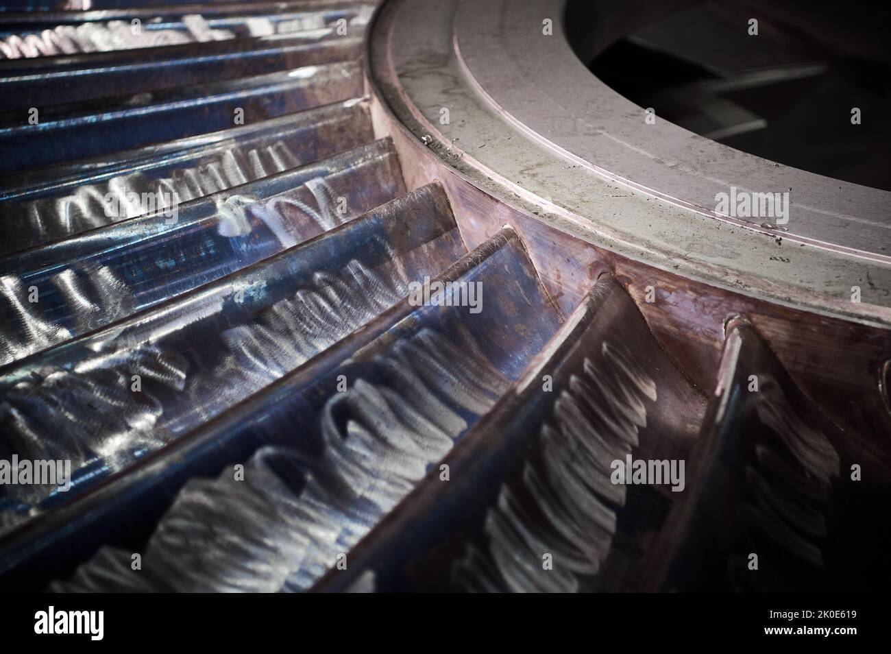 Nozzle diaphragm with blades of lowspeed steam turbine Stock Photo Alamy