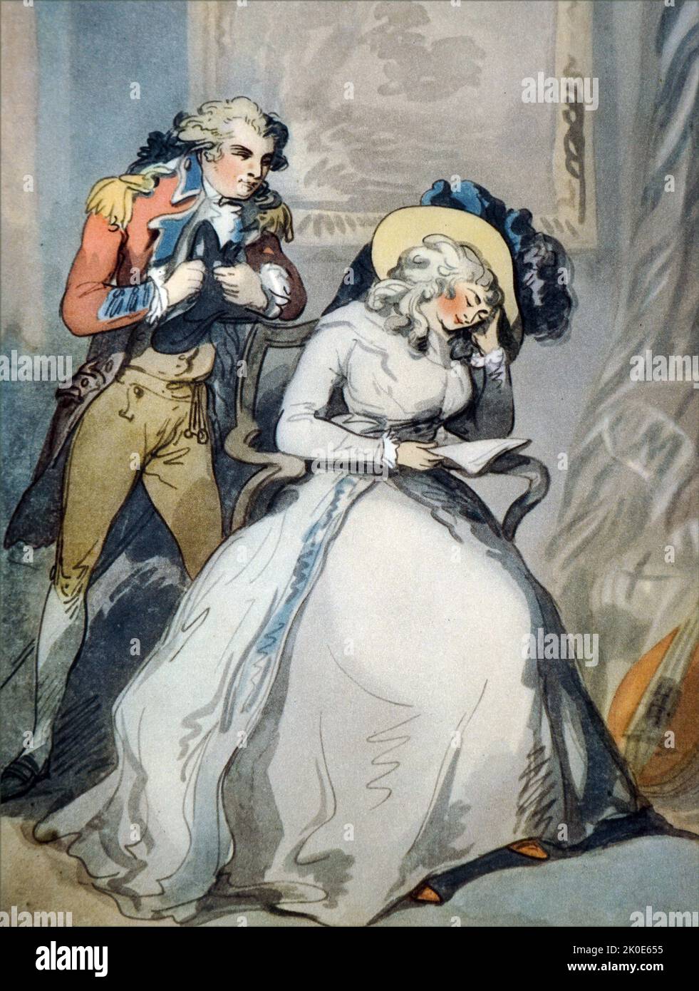 Tom Jones and Sophia Western by Thomas Rowlandson 1792. Thomas Rowlandson (13 July 1757 - 21 April 1827) was an English artist and caricaturist of the Georgian Era, noted for his political satire and social observation. Stock Photo