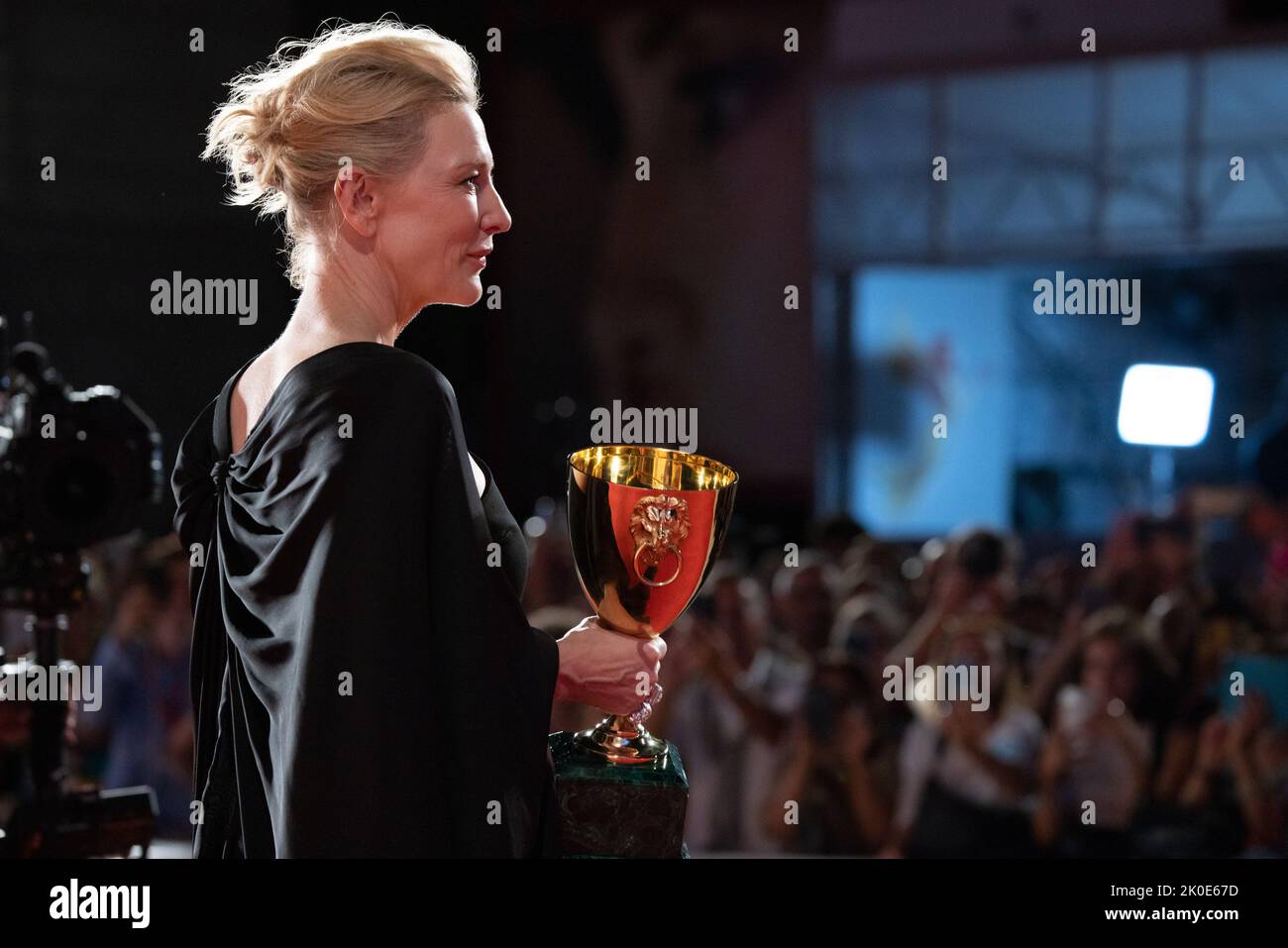 Cate Blanchett poses with the Coppa Volpi for Best Actress for 'Tar' during the award winners photocall at the 79th Venice International Film Festival Stock Photo