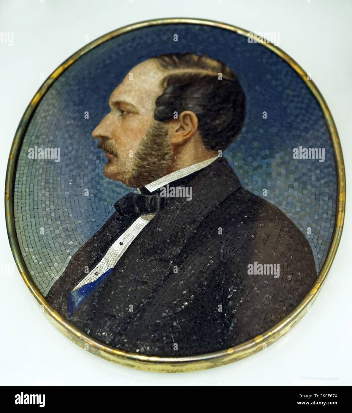Medallion portrait of Prince Albert. Glass mosaic, Venice, Italy. Made by Salviati & Co. Gift of Queen Victoria. Stock Photo