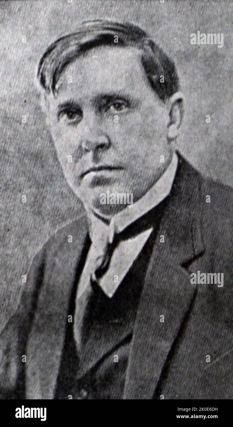 Tryggvi Þorhallsson (9 February 1889 - 31 July 1935) was Prime Minister of Iceland from 28 August 1927 to 3 June 1932. He was a member of the Progressive Party. He was the Minister of Finance of Iceland from 1928 to 1929 and in 1931. Stock Photo