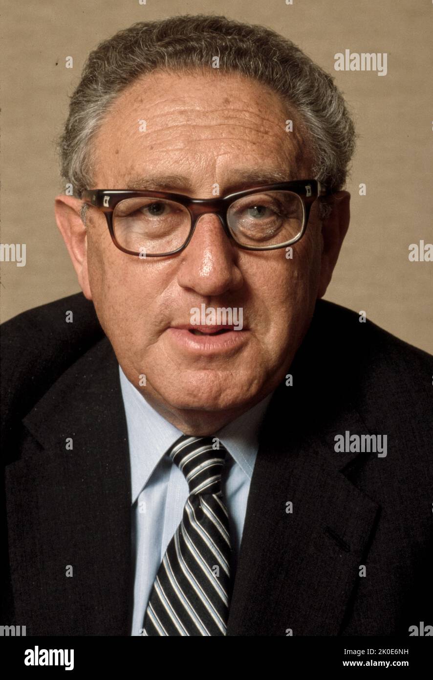 Henry Alfred Kissinger (born 1923), American politician, diplomat, and geopolitical consultant who served as United States Secretary of State and National Security Advisor under the presidential administrations of Richard Nixon and Gerald Ford. A Jewish refugee who fled Nazi Germany with his family in 1938, he became National Security Advisor in 1969 and U.S. Secretary of State in 1973. For his actions negotiating a ceasefire in Vietnam, Kissinger received the 1973 Nobel Peace Prize. Stock Photo