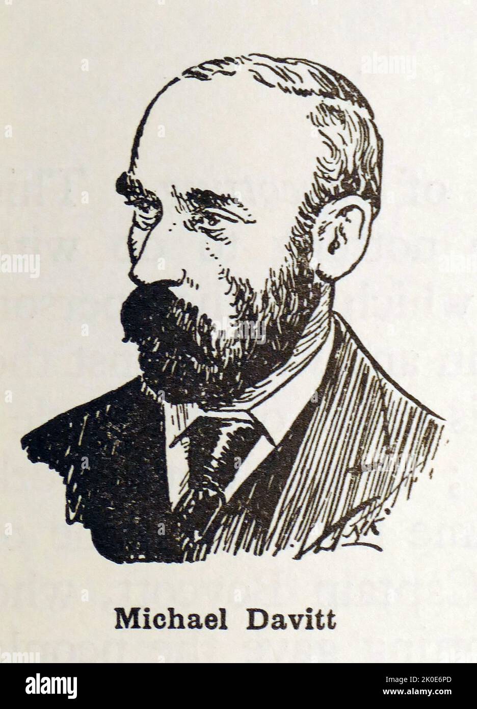 Michael Davitt (1846 - 1906) Irish republican activist for Home Rule and land reform. He began his career as an organiser of the Irish Republican Brotherhood, which resisted British rule in Ireland with violence. Convicted of treason felony for arms trafficking in 1870, he served seven years in prison. Upon his release, Davitt pioneered the New Departure strategy of cooperation between the physical-force and constitutional wings of Irish nationalism on the issue of land reform. Stock Photo