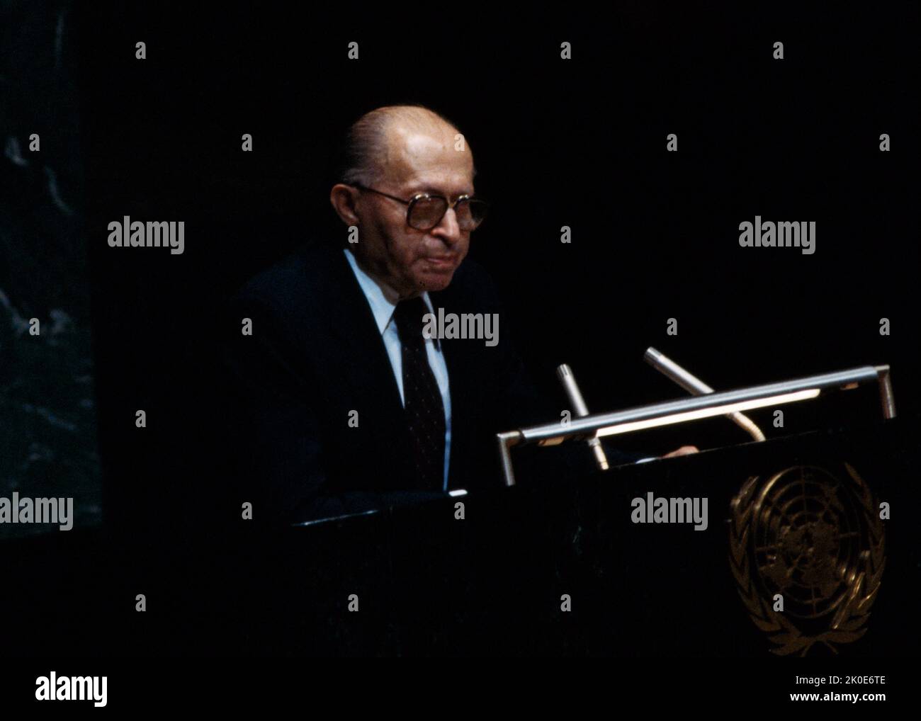 Menachem Begin (1913 - 1992) Israeli politician, founder of Likud and the sixth Prime Minister of Israel. Stock Photo