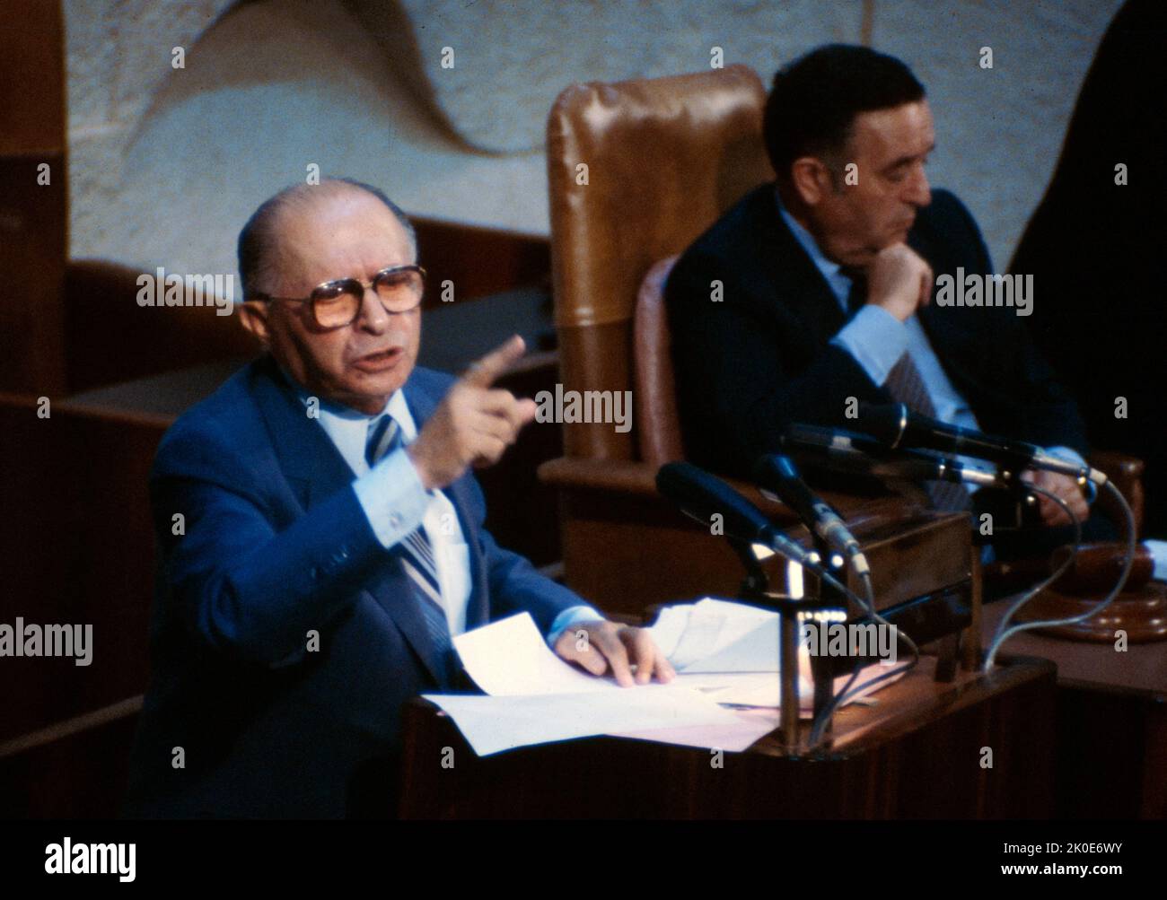 Menachem Begin (1913 - 1992) Israeli politician, founder of Likud and the sixth Prime Minister of Israel. Stock Photo