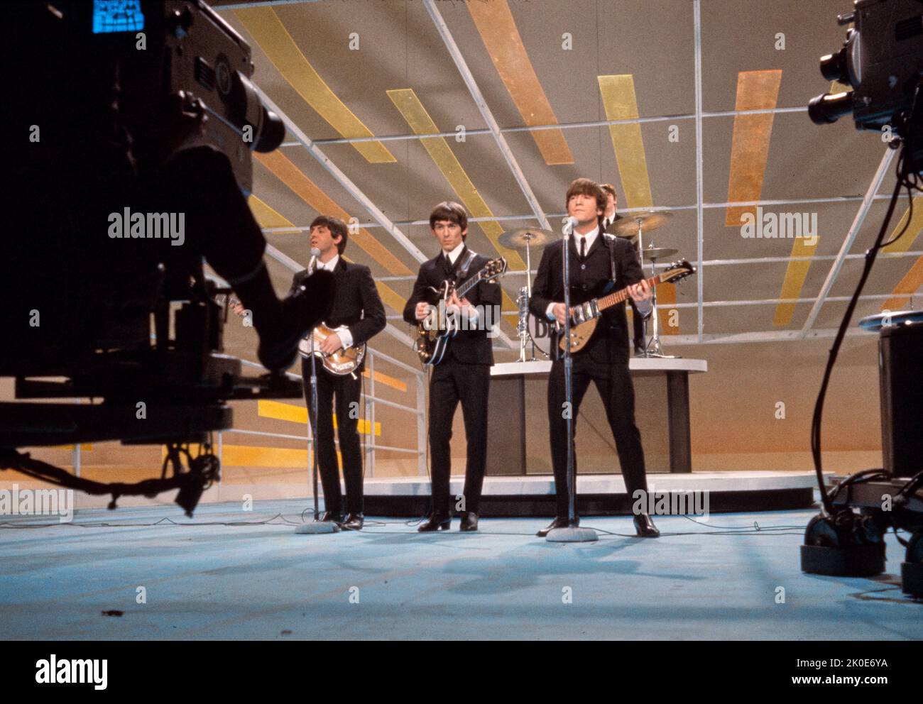 1964 United States tour by the Beatles, an English rock band formed in Liverpool in 1960. The group, whose best-known line-up comprised John Lennon, Paul McCartney, George Harrison and Ringo Starr, are regarded as the most influential band of all time. Stock Photo