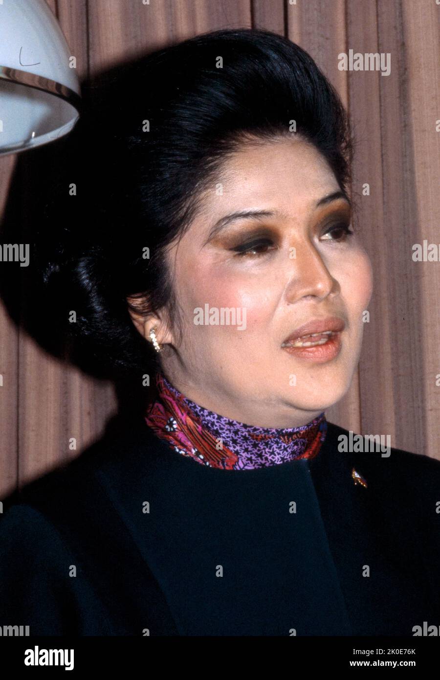 Imelda Marcos (born 1929) Filipina politician and convicted criminal who was First Lady of the Philippines for 21 years, during which she and her husband Ferdinand Marcos stole billions from the Filipino people. Stock Photo