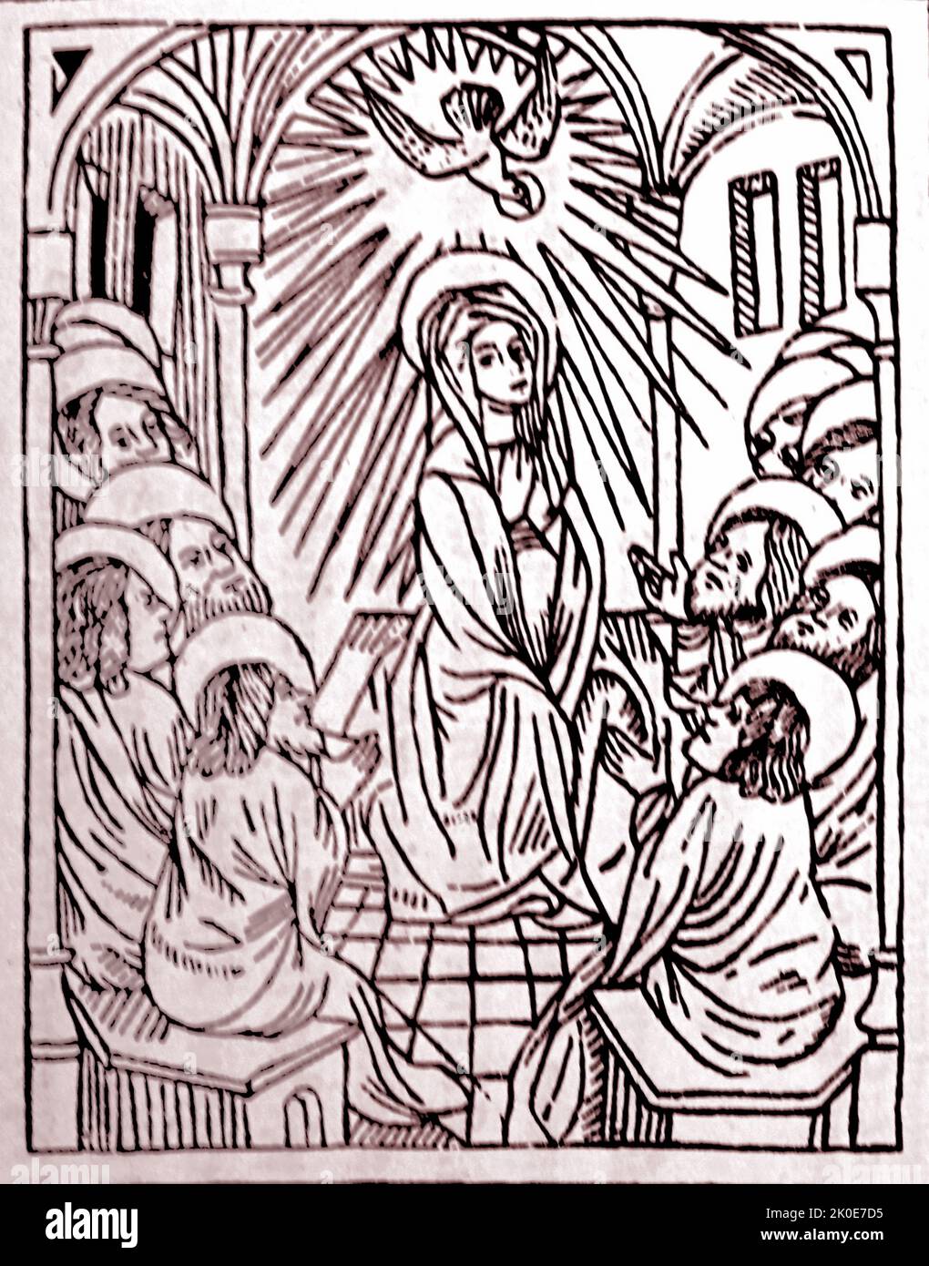 From the Royal Book printed by William Caxton in 1484. William Caxton (c. 1422 - c. 1491) was an English merchant, diplomat, and writer. He is thought to be the first person to introduce a printing press into England, in 1476, and as a printer was the first English retailer of printed books. Stock Photo