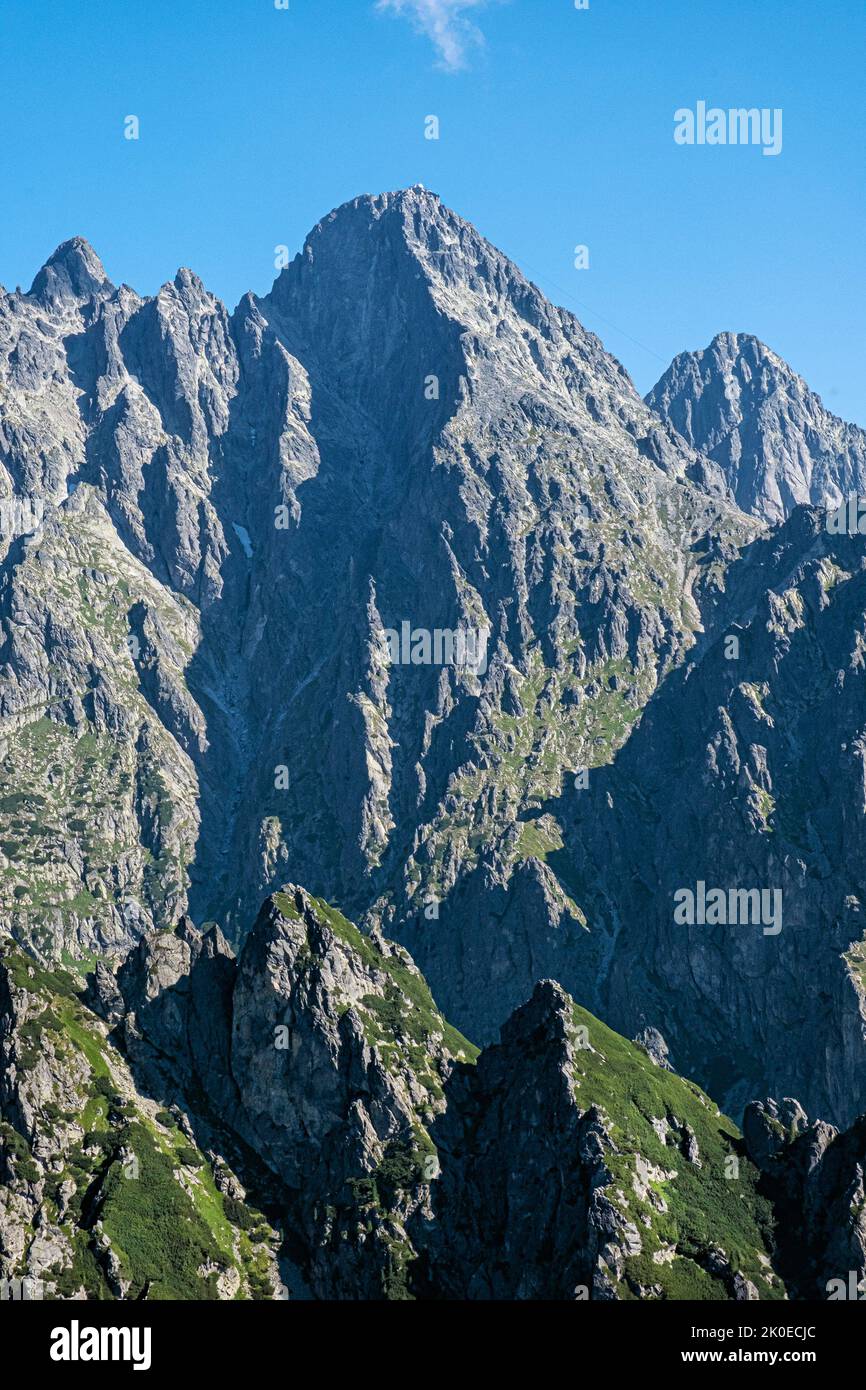 Lomnicky peak from Slavkovsky peak, Slovak republic. Hiking theme ...