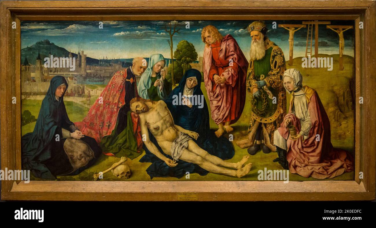 Deposition of Christ, 15th century Dutch religious art, Louvre Museum, the world's most-visited museum, and a historic landmark in Paris, France. It i Stock Photo