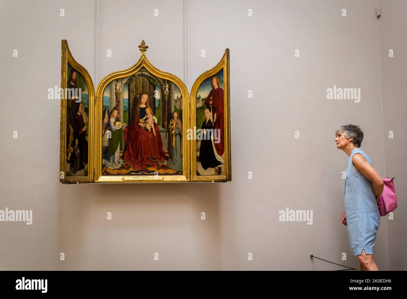 'Annunciation' triptych, 15th century Dutch religious art, Louvre Museum, the world's most-visited museum, and a historic landmark in Paris, France. I Stock Photo