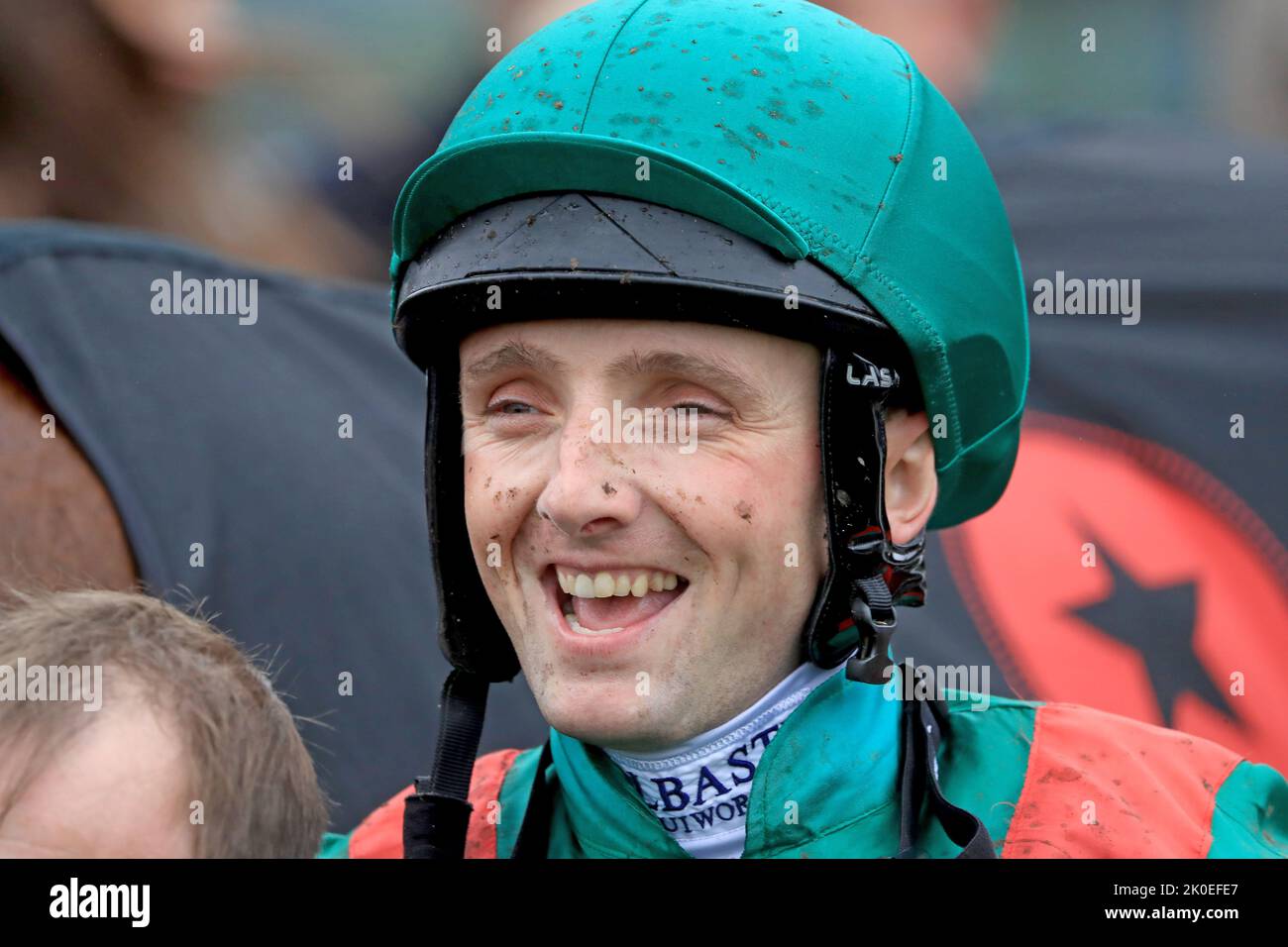 Jockey Chris Hayes after winning The Moyglare Stud Stakes with Tahiyra