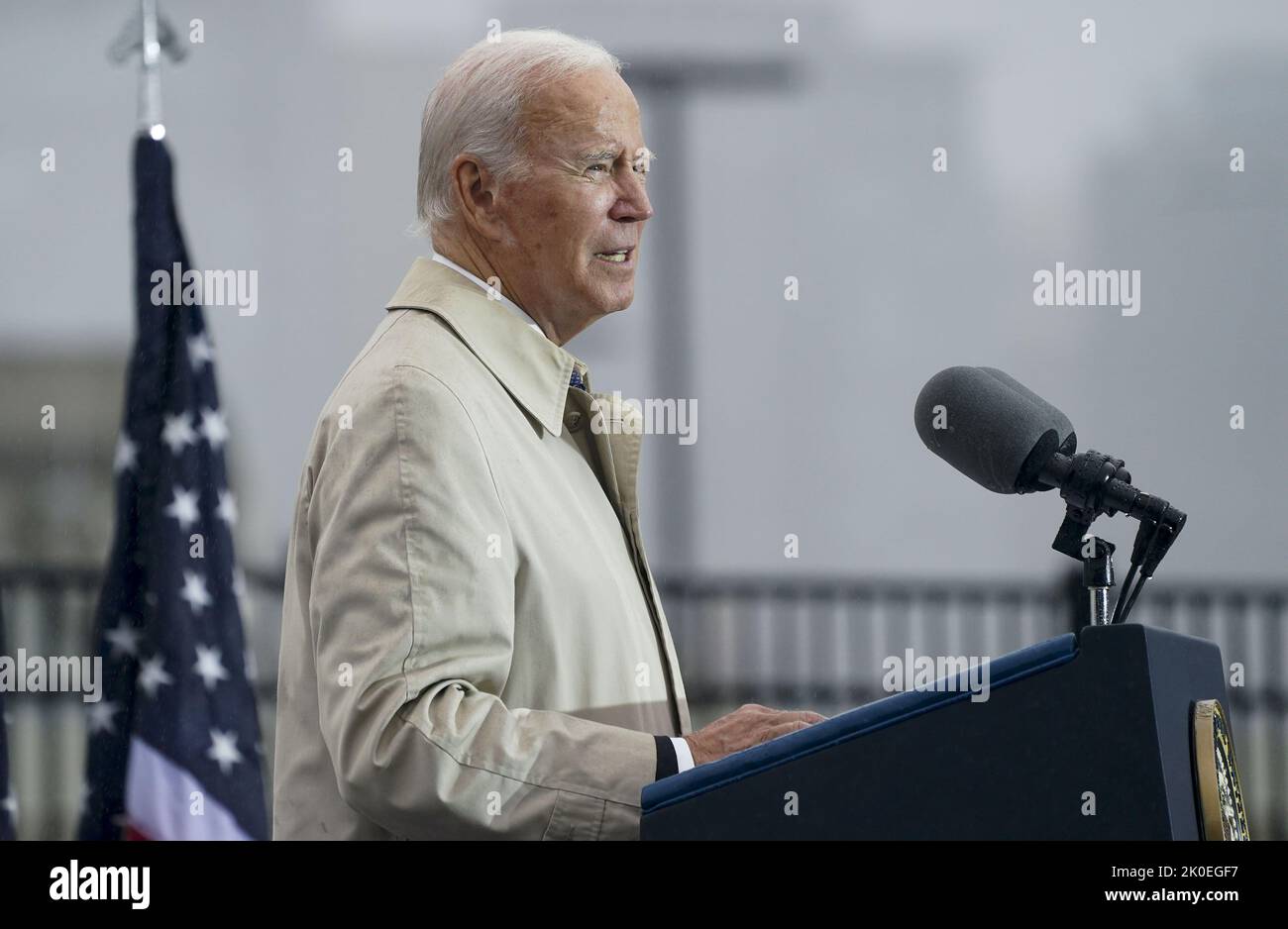 Arlington, United States. 11th Sep, 2022. President Joe Biden delivers remarks to honor and remember the victims of the September 11th terror attack at the Pentagon in Arlington, VA on Sunday, September 11, 2022. On September 11, 2001, 125 military personnel and civilians were killed in the Pentagon, along with all 64 people aboard American Airlines flight 77. Photo by Leigh Vogel/UPI Credit: UPI/Alamy Live News Stock Photo