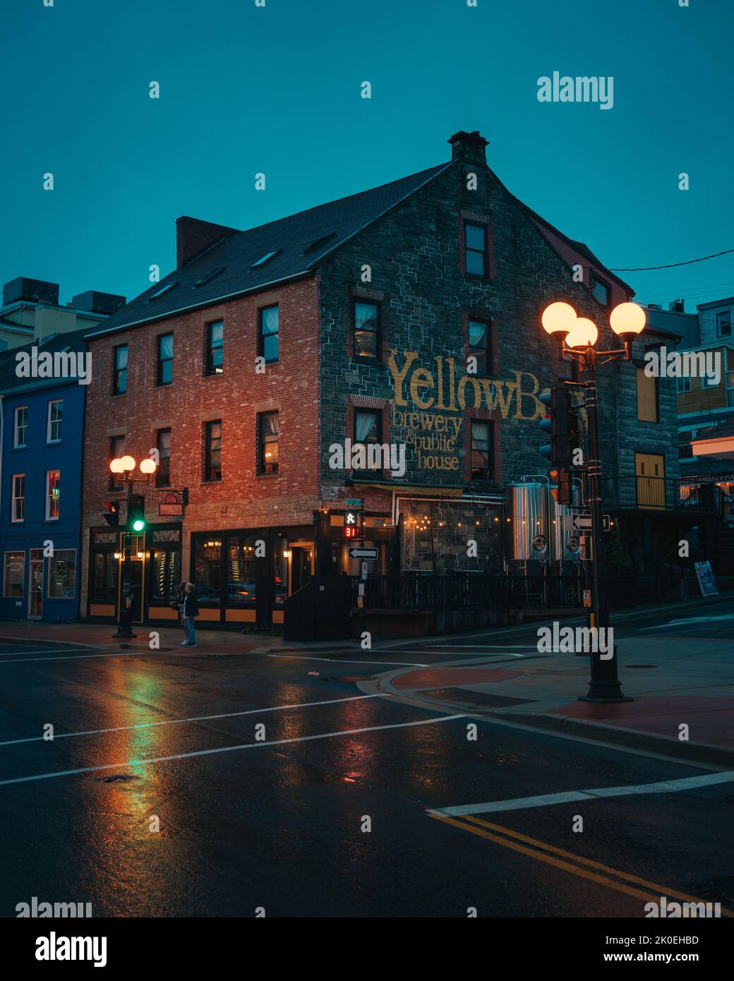 YellowBelly Brewery at night, St. Johns, Newfoundland and Labrador, Canada Stock Photo