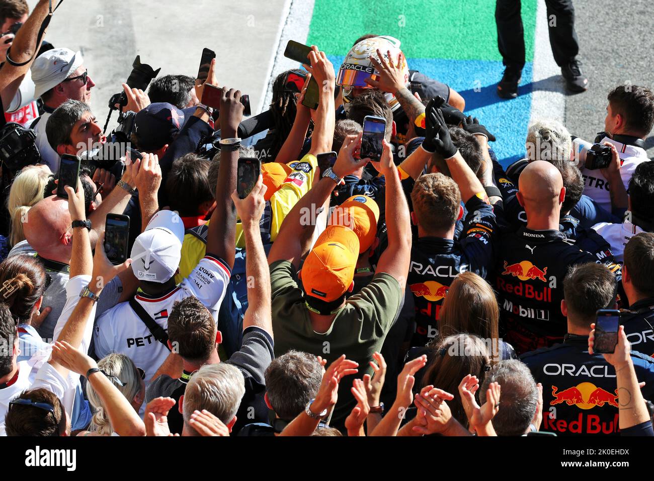 Monza, Italy. 11th Sep, 2022. Race winner Max Verstappen (NLD) Red Bull Racing celebrates in parc ferme. Italian Grand Prix, Sunday 11th September 2022. Monza Italy. Credit: James Moy/Alamy Live News Stock Photo