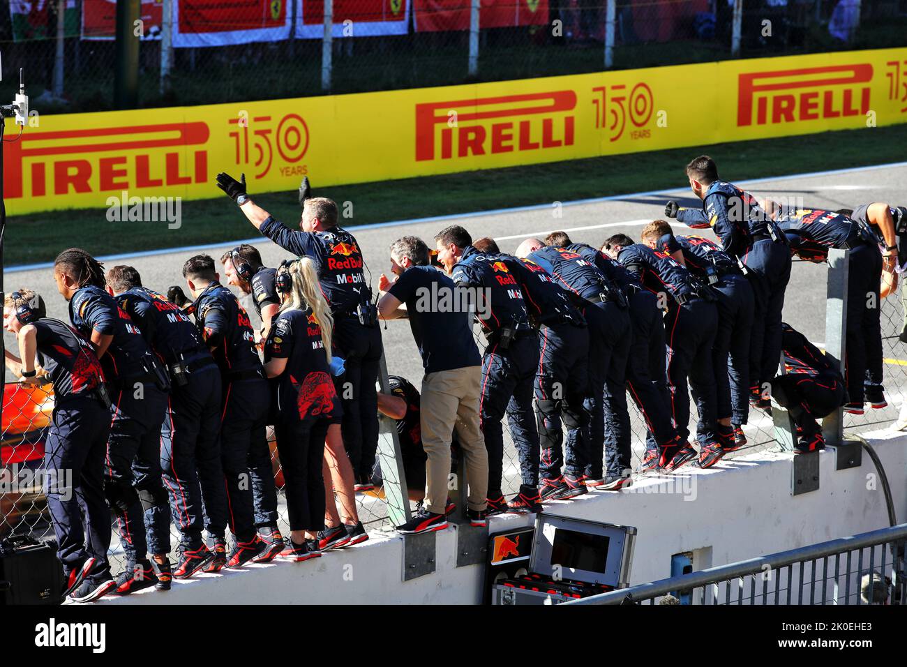 Monza, Italy. 11th Sep, 2022. Red Bull Racing celebrate victory for Max Verstappen (NLD) Red Bull Racing. Italian Grand Prix, Sunday 11th September 2022. Monza Italy. Credit: James Moy/Alamy Live News Stock Photo