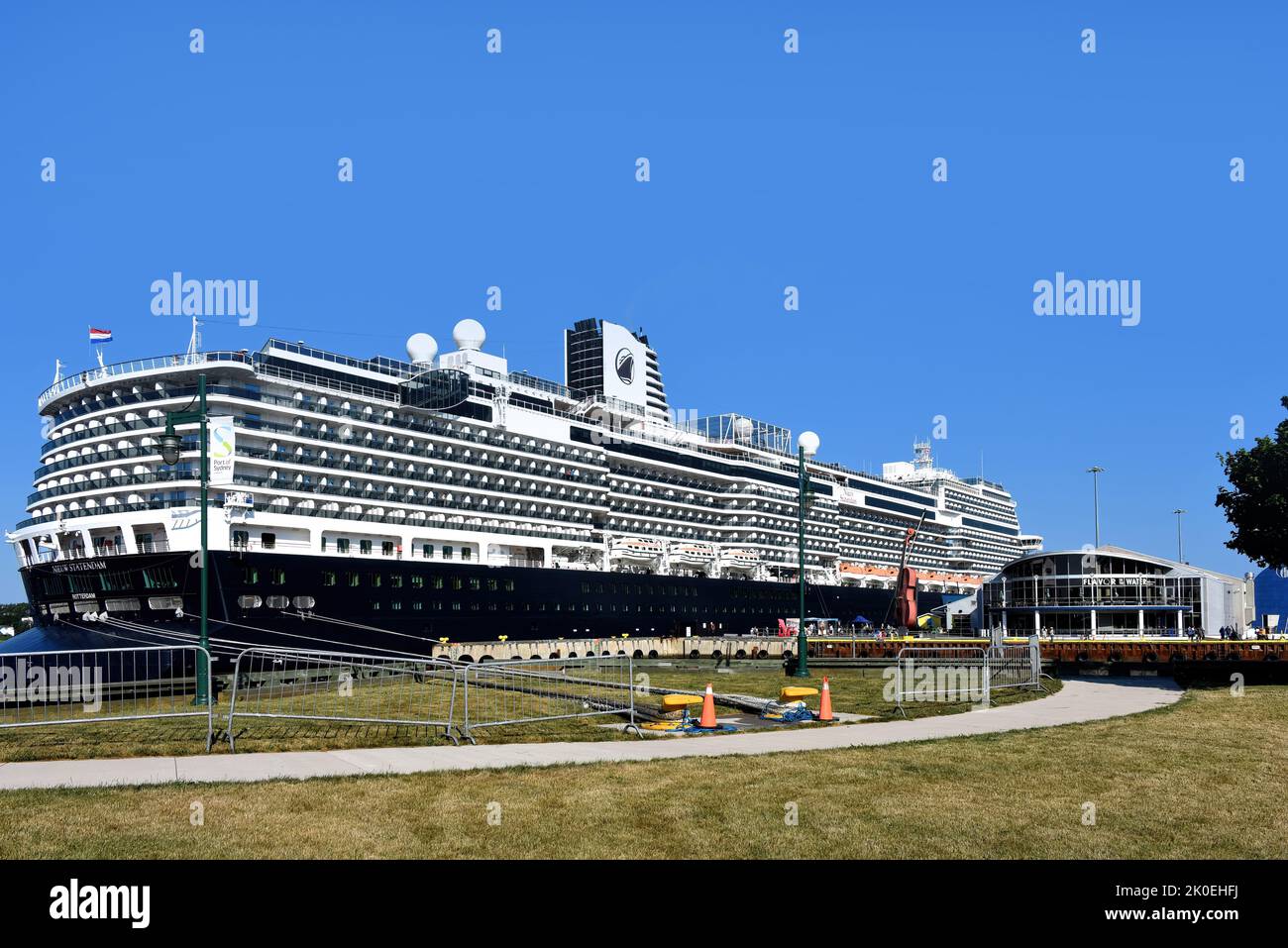 Sydney, Canada August 5, 2022 Cruise ship MS Nieuw Statendam docked at the Port of Sydney in