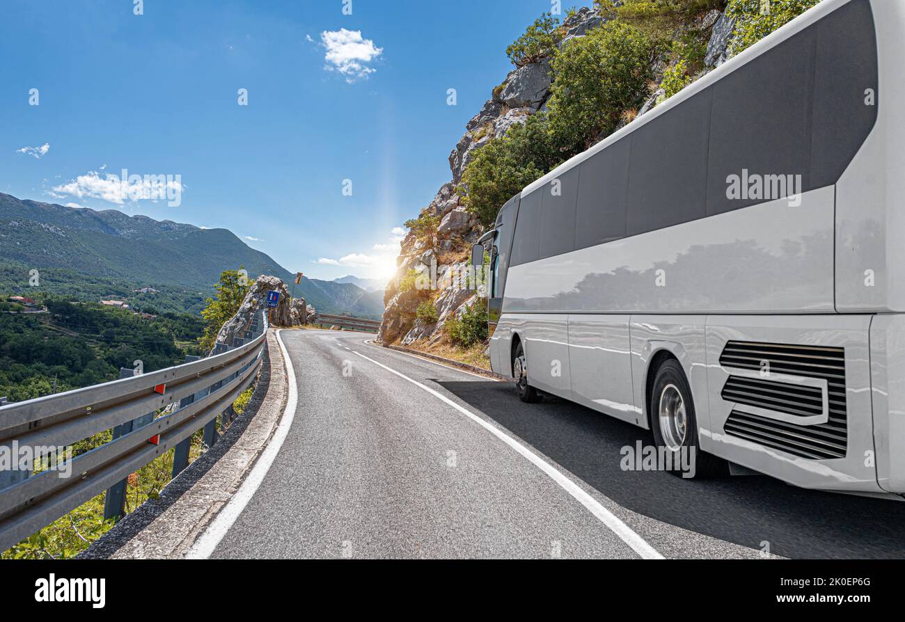 White bus rides highway in hi-res stock photography and images - Alamy