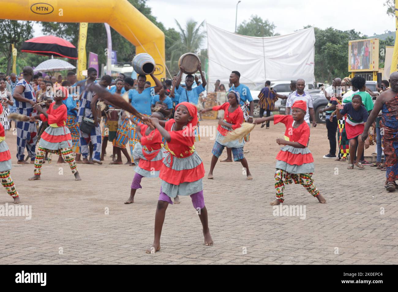 Ho, Ghana. 10th Sep, 2022. People perform traditional dance to