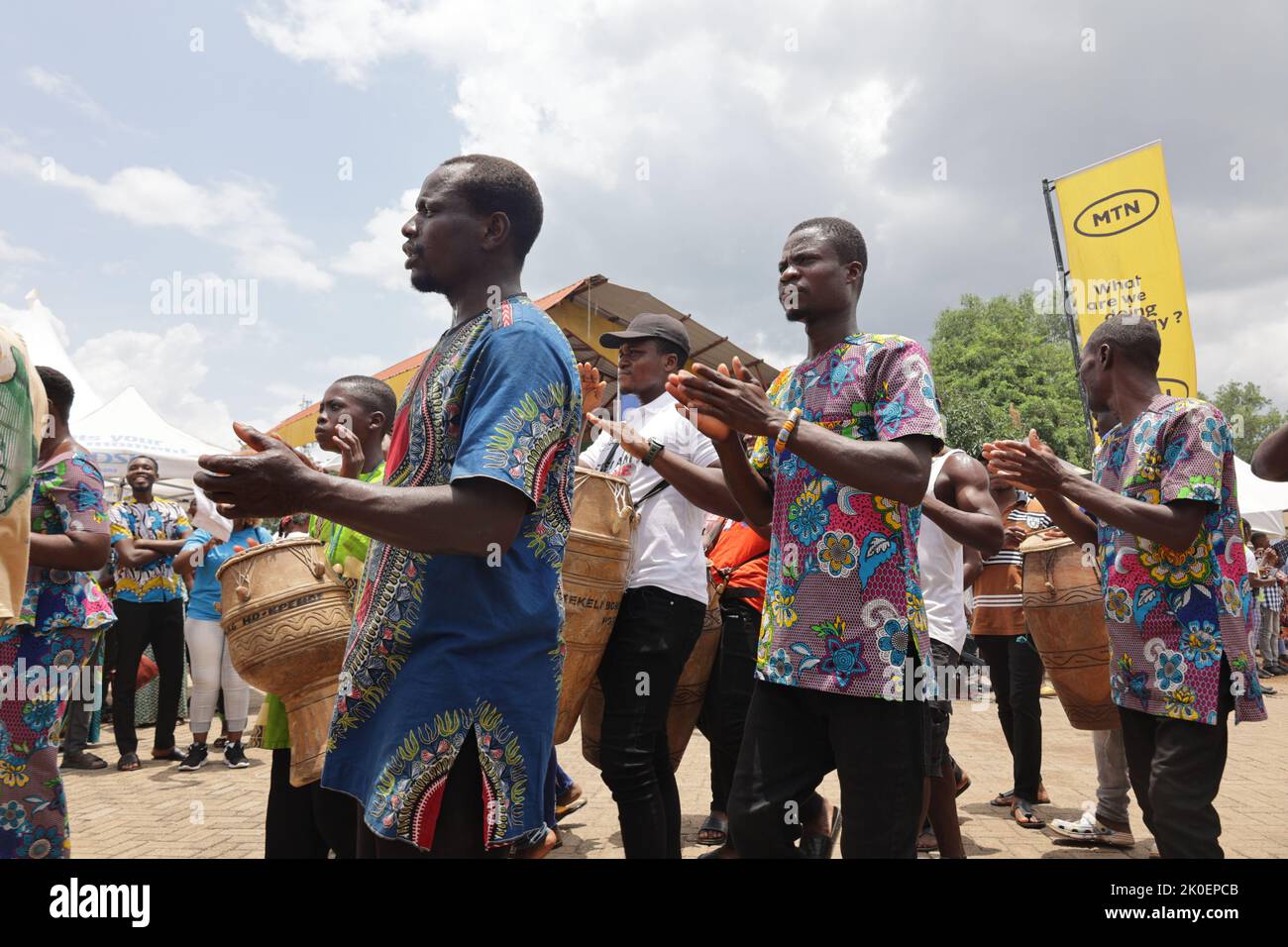 Ho, Ghana. 10th Sep, 2022. People dance and sing to celebrate the yam