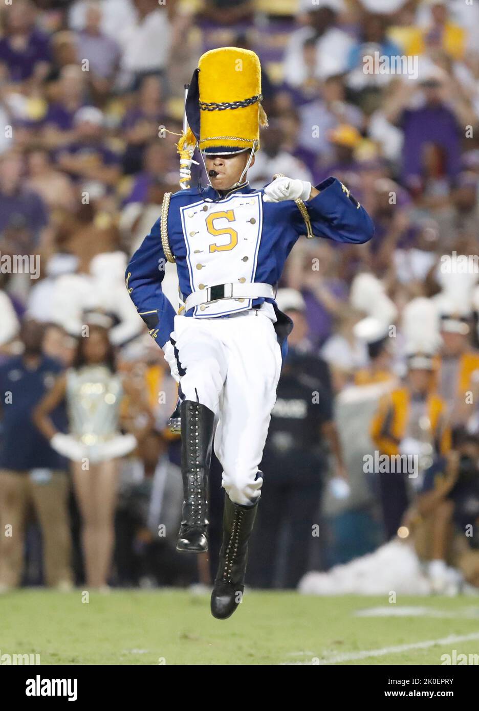 Baton Rouge, USA. 10th Sep, 2022. The drum major of the “Human Jukebox