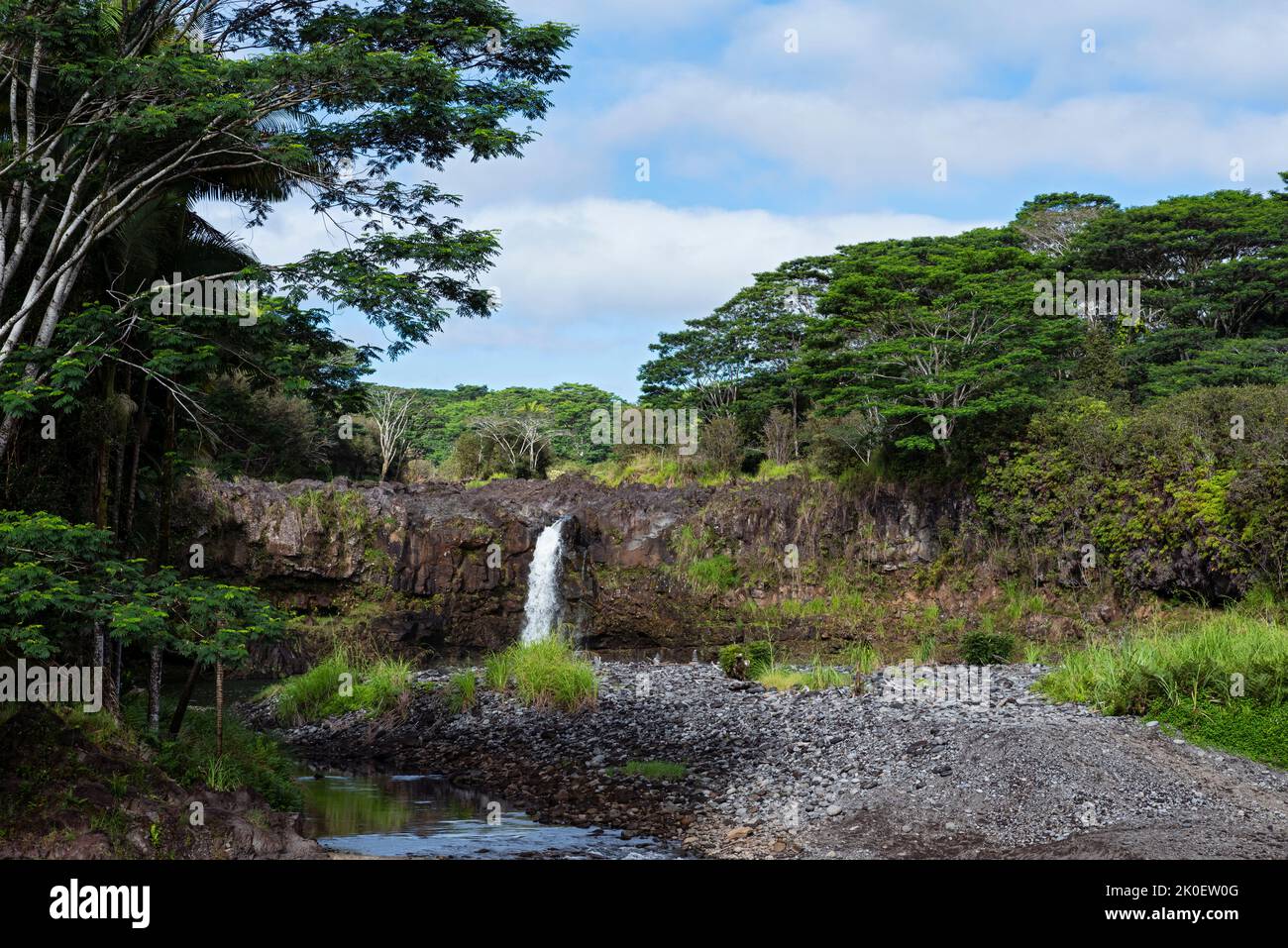 wai'ale falls in wailuku river state park of hilo hawaii Stock Photo