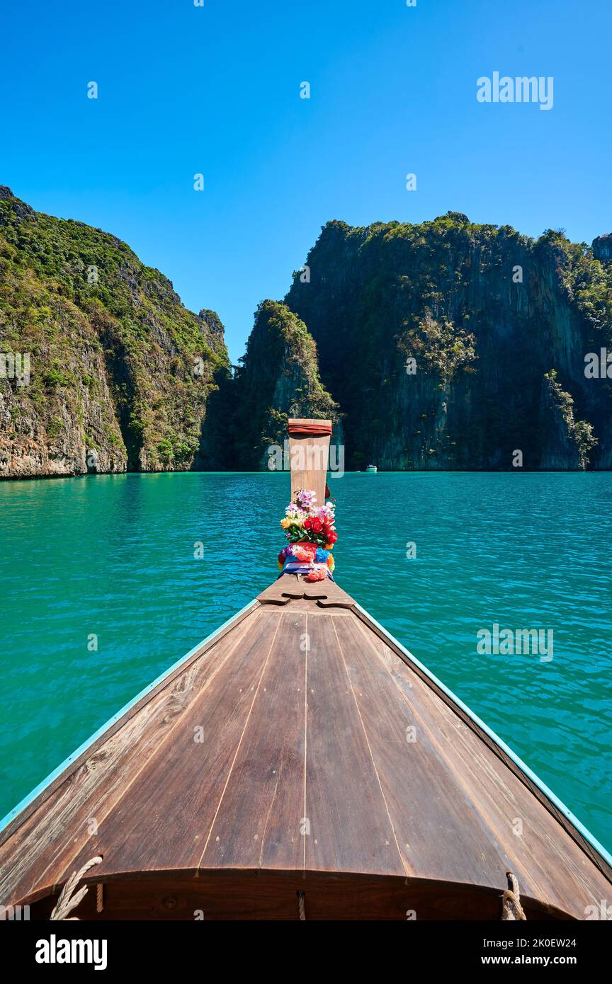 The landscape of Pileh Lagoon, a famous tourist spot in Phi Phi Islands, Thailand Stock Photo