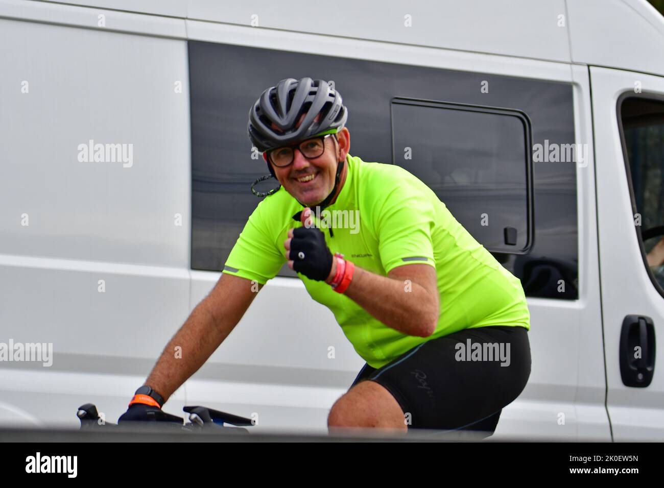 Cheddar, UK. 11th Sep, 2022. Deloitte Ride Across Great Britain.On a mild afternoon a group of cyclists from all over are seen on stage 2 Okehampton to Bath at Cheddar Gorge in North Somerset. The over all event is to Start at Lands End and finish at John o groats. Picture Credit: Robert Timoney/Alamy Live News Stock Photo