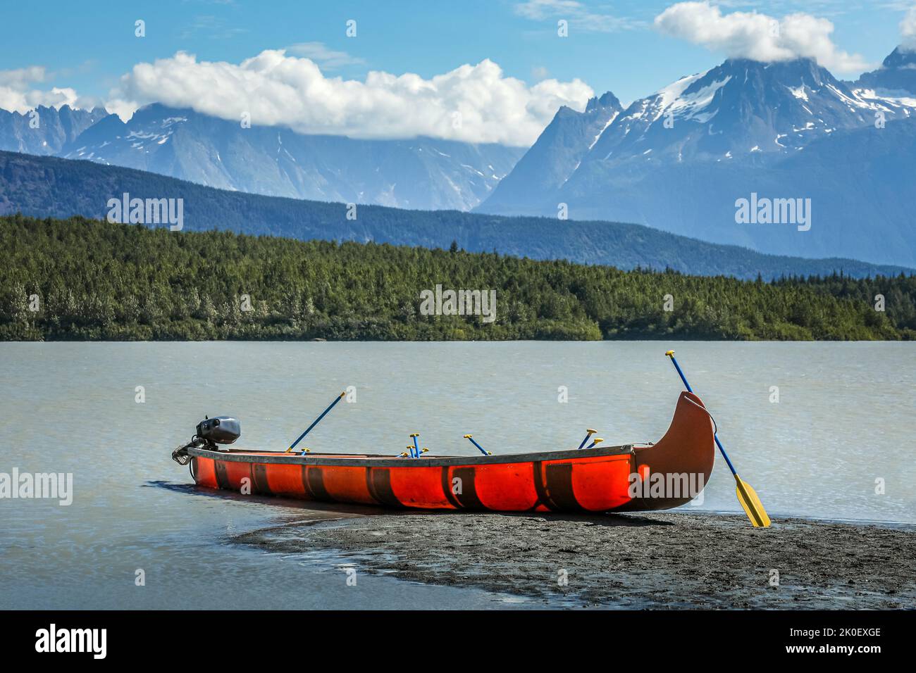 Exploring the waterways in Alaska by canoes Stock Photo Alamy